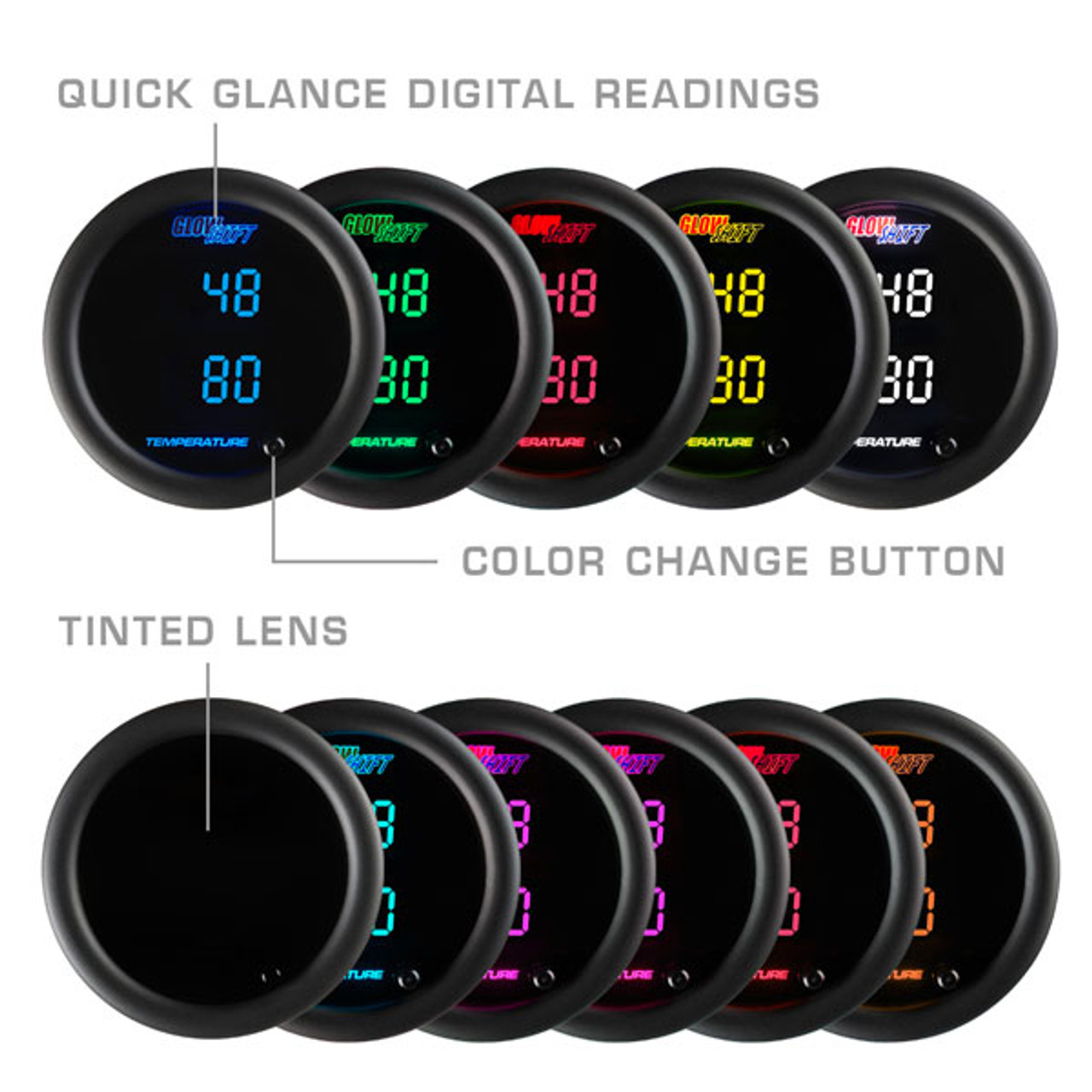 10 Color Digital Series Celsius Gauges