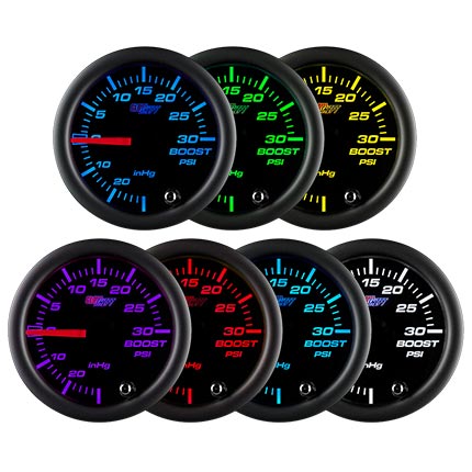GlowShift Tinted 7 Color 60 PSI Exhaust Pressure Turbo Drive Pressure Gauge 