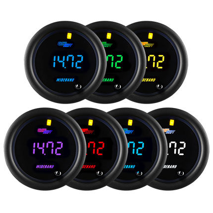 Tinted Lens GlowShift 10 Color Digital Dual Wideband Air/Fuel Ratio AFR Gauge Includes Oxygen Sensors 2-1/16 52mm Data Logging Output & Weld-in Bungs 2 Multi-Color LED Displays 