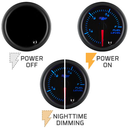 Glowshift Tinted 7 Color Fuel Level Gauge Glow Shift GS-T715