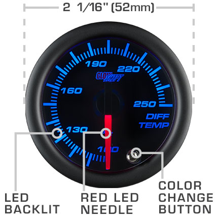 thumbnail image 2 of GlowShift Tinted 7 Color 2-1/16" 0-30 PSI Fuel Pressure Gauge W/ Electronic Sender 2 of 2