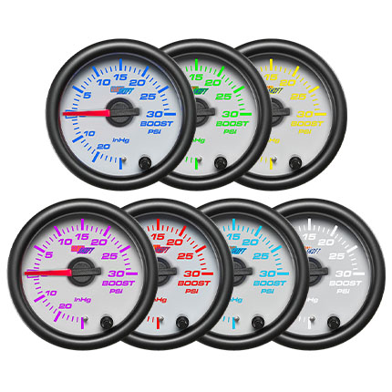 GS-W711 Glow Shift 52mm GlowShift White 7 Color 100 PSI Fuel Pressure Gauge 