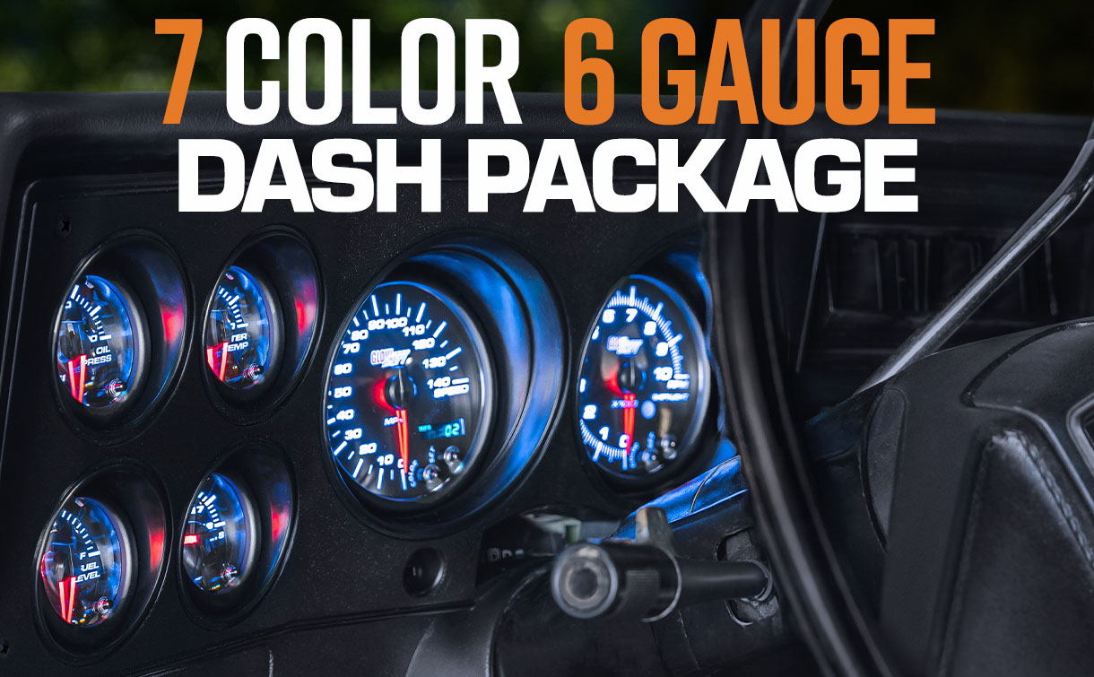 7 Color Series 6 Gauge Custom Dashboard Package Hero