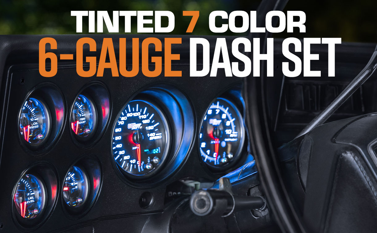 Tinted 7 Color Series 6 Gauge Custom Dashboard Set Hero