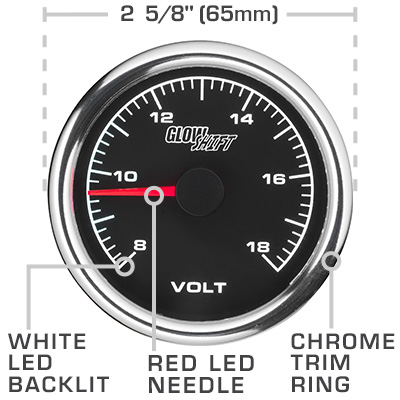 Black White Racing Series Volt Gauge Features