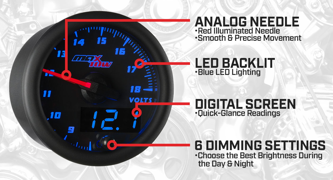 Black & Blue Double Vision Voltage Gauge Features