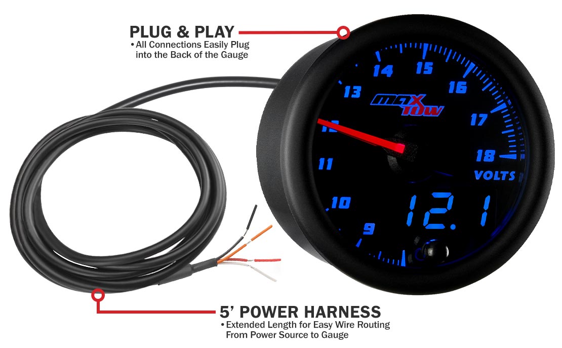 Black & Blue Double Vision Voltmeter Gauge Parts & Wiring