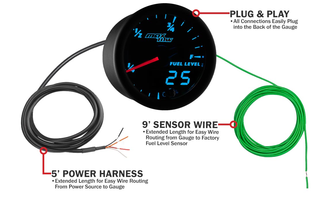 Black & Blue Double Vision Fuel Level Gauge Parts & Wiring