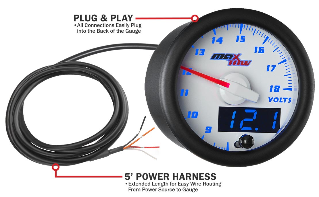 White & Blue Double Vision Voltmeter Gauge Parts & Wiring