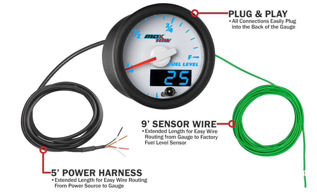 White & Blue Double Vision Fuel Level Gauge Parts & Wiring
