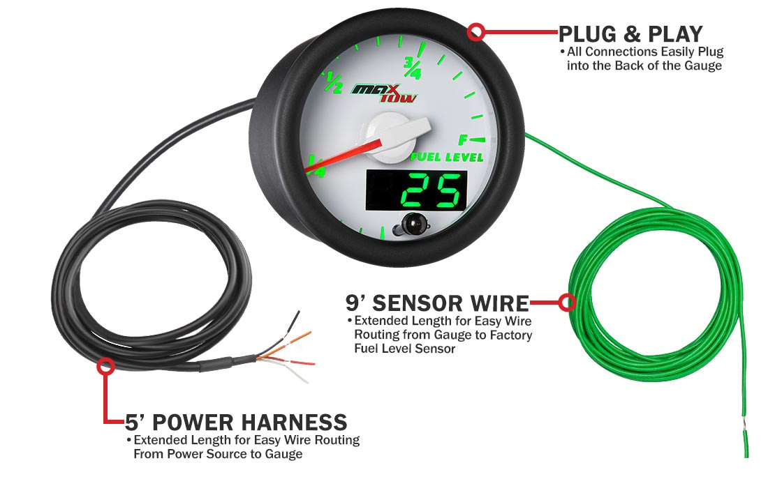 White & Green Double Vision Fuel Level Gauge Parts & Wiring