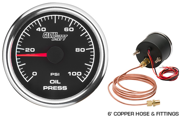 GlowShift | 65mm Mechanical Oil Pressure Gauge and GlowShift | 65mm Mechanical Oil Pressure Gauge and