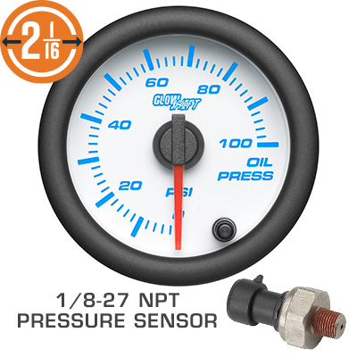 White 7 Color Series Oil Pressure Gauge