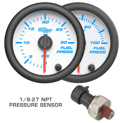 White 7 Color Series Fuel Pressure Gauge