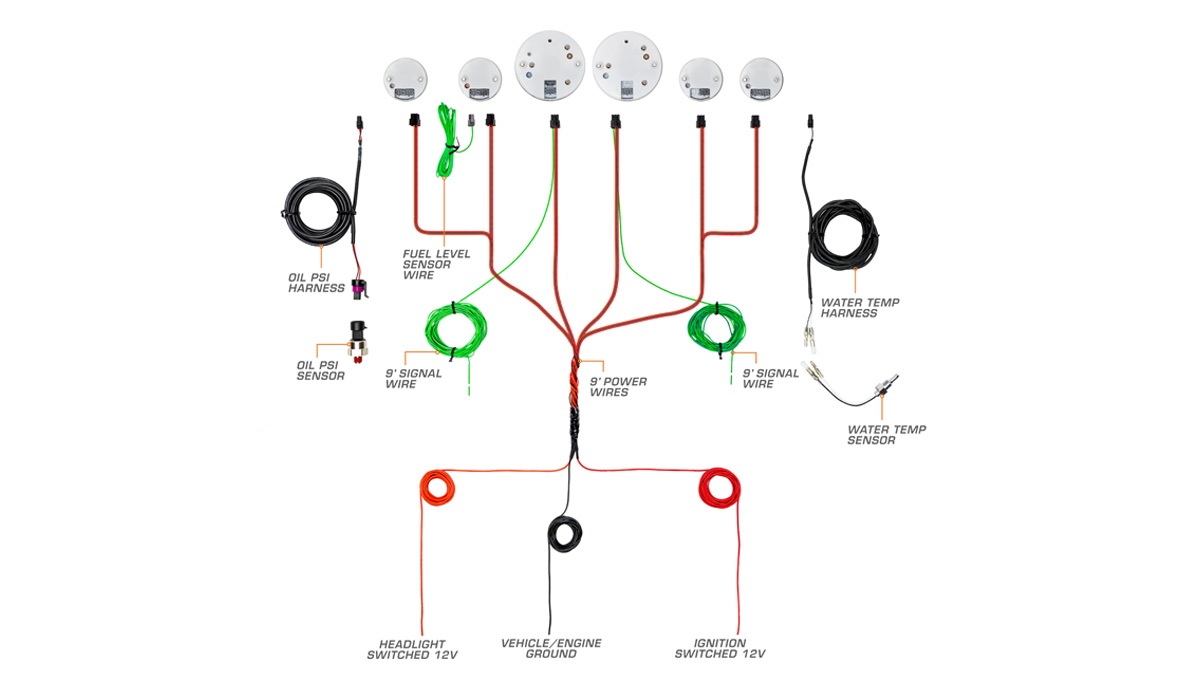 6 Gauge Custom Dashboard Set Wiring Harness