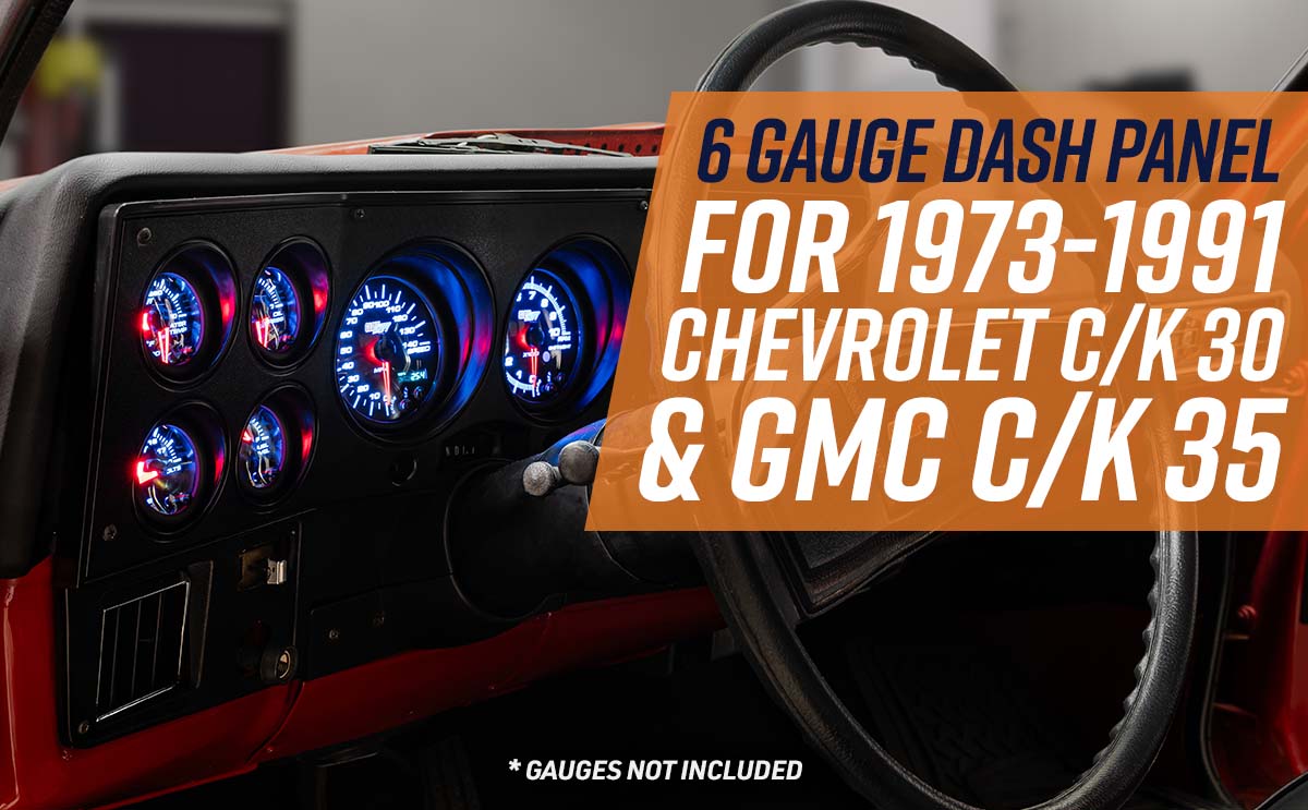 GlowShift 6-Gauge Cluster Dash Panel Pod for 1973-1991 Chevy C/K 30 GMC C/K 35