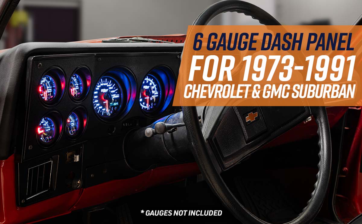 GlowShift 6-Gauge Cluster Dash Panel Pod for 1973-1991 Chevy GMC Suburban