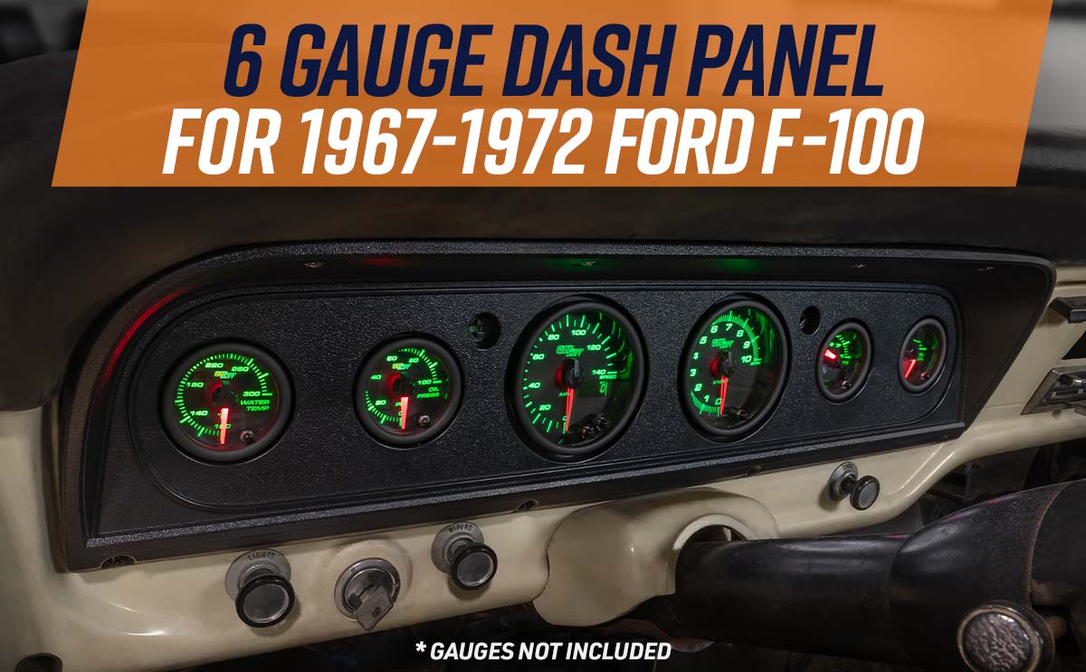GlowShift 6-Gauge Cluster Dash Panel Pod for 1967-1972 Ford F-100 Truck