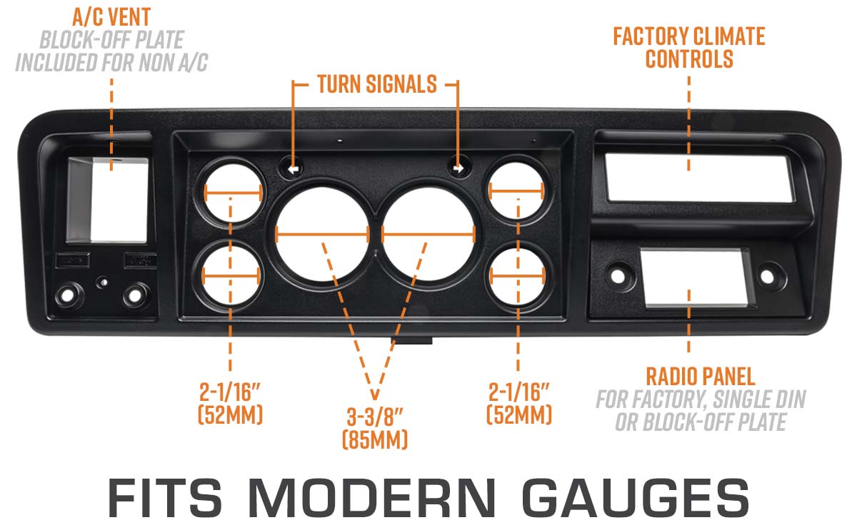 GlowShift Cluster Dash Panel Pod for 73-79 Ford F-100