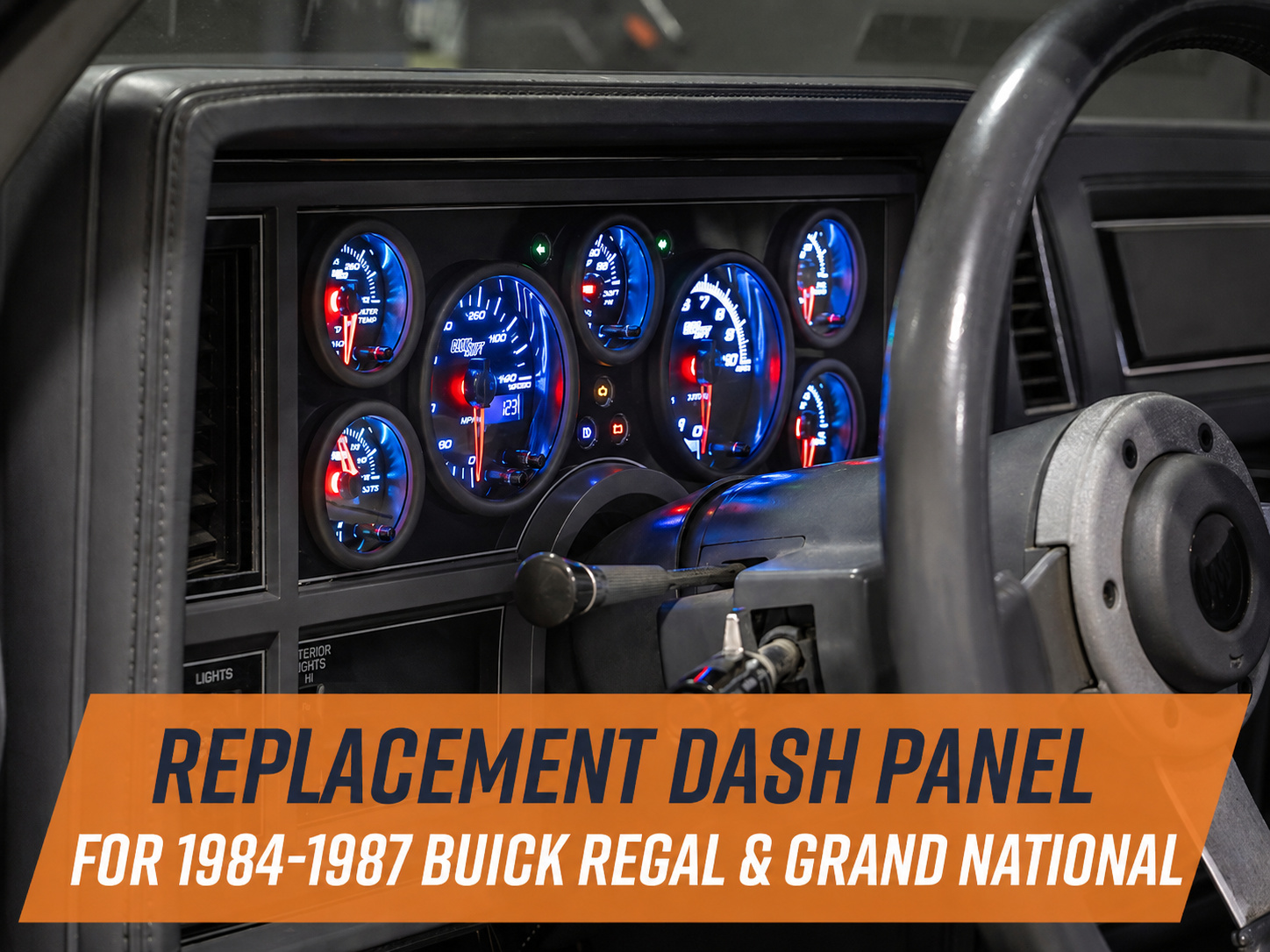 GlowShift 7-Gauge Cluster Dash Panel Pod for 1984-1987 Buick Regal & Grand National
