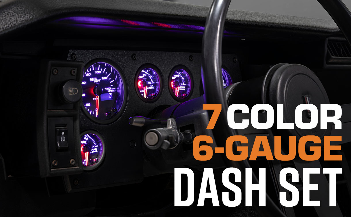 7 Color Series 6 Gauge Custom Dashboard Package Hero for 82-89 Chevy Camaro