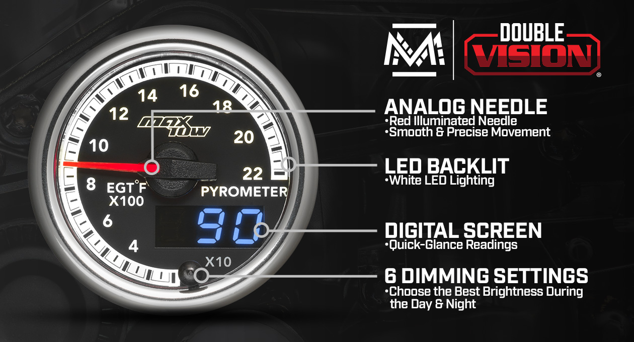 MaxTow Match 4th Gen Cummins 2200F Exhaust Gas Temperature Gauge